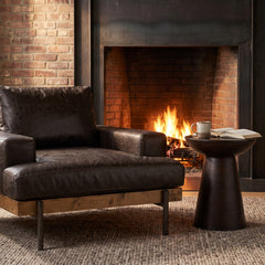 Novell Dark Brown Wood Pedestal Accent Table