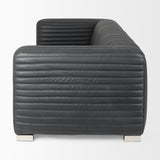 Ricciardo Black Leather Wrapped Three Seater Sofa