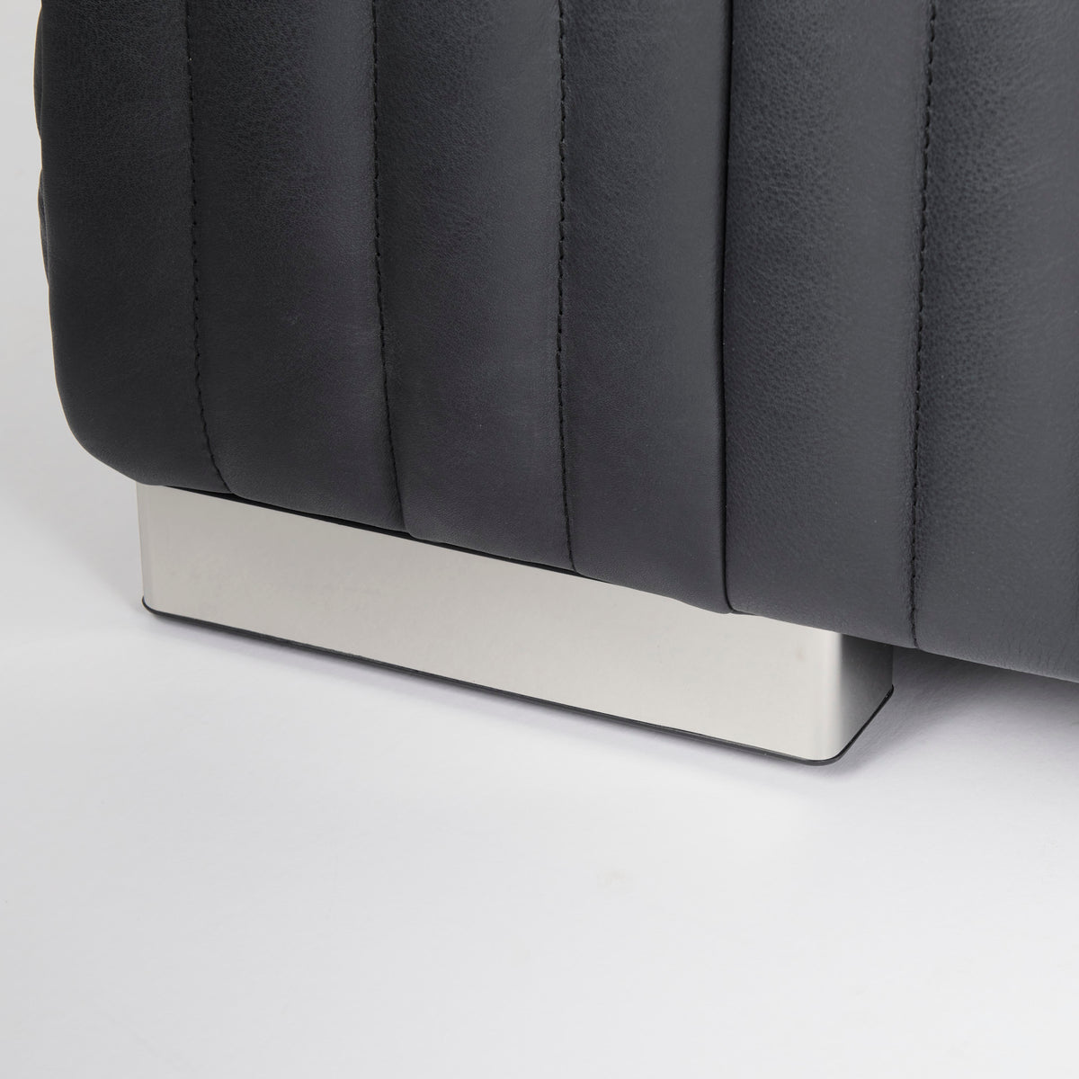 Ricciardo Black Leather Wrapped Three Seater Sofa
