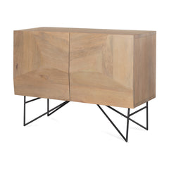 Darwin Light Brown Wooden 2 Door with 2 Shelves Accent Cabinet