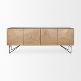 Darwin Light Brown Wooden 4 Door with 2 Shelves Sideboard