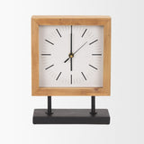 Renaya Light Brown/Matte Black Wood Table Clock