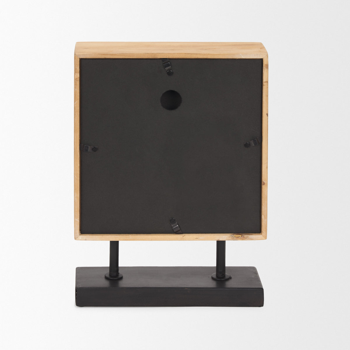 Renaya Light Brown/Matte Black Wood Table Clock