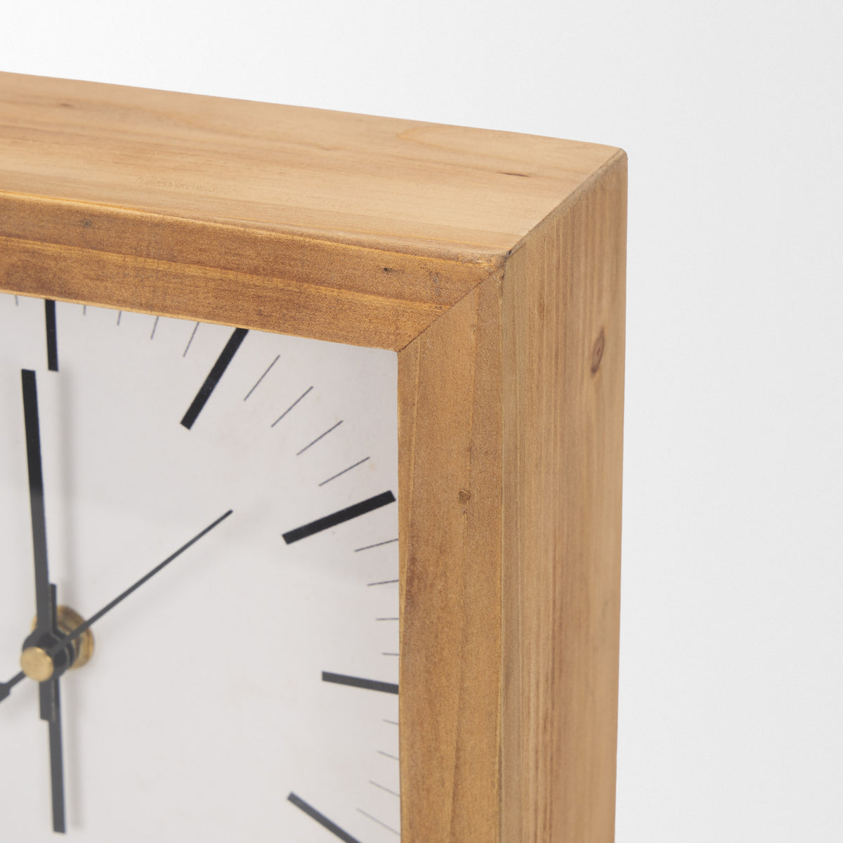 Renaya Light Brown/Matte Black Wood Table Clock