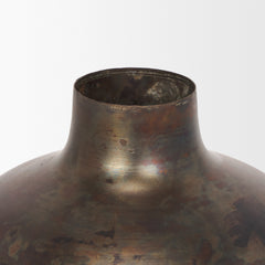 Daya Medium Antiqued Gold Metal Vase