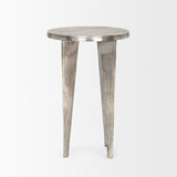 Maggie Silver/Nickel Textured Cast Aluminum Metal Accent Table