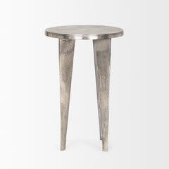 Maggie Silver/Nickel Textured Cast Aluminum Metal Accent Table