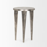 Maggie Silver/Nickel Textured Cast Aluminum Metal Accent Table