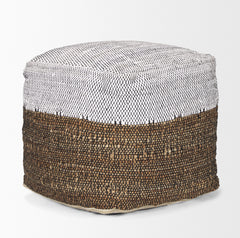 Samiya White Jute Cotton Pouf