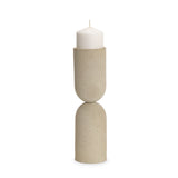 Qamra Beige Tall Textured Metal Pillar Candle Holder