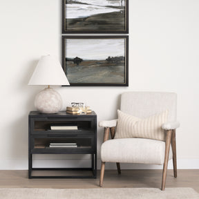 Nico Oatmeal/Brown Upholstered Wood Accent Chair
