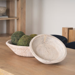 Nikita White Large Light-Wash Reclaimed Wood Bowls (Set of 2)