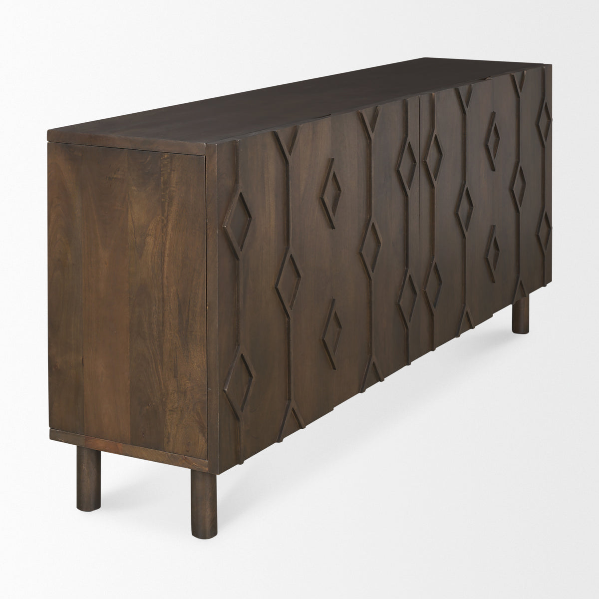 Heera Dark Brown Diamond Motif with Shelf Sideboard
