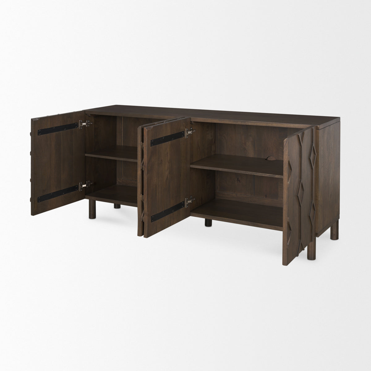 Heera Dark Brown Diamond Motif with Shelf Sideboard