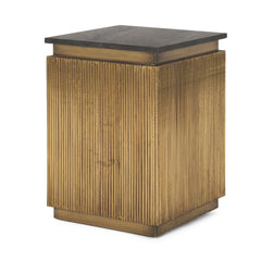 Satima Black/Gold Marble Metal Square Fluted Accent Table