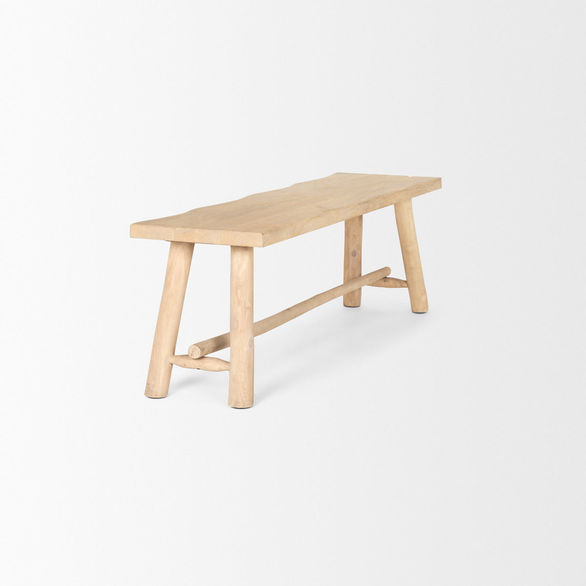 Sekou Light Brown Wooden Craftsman Bench