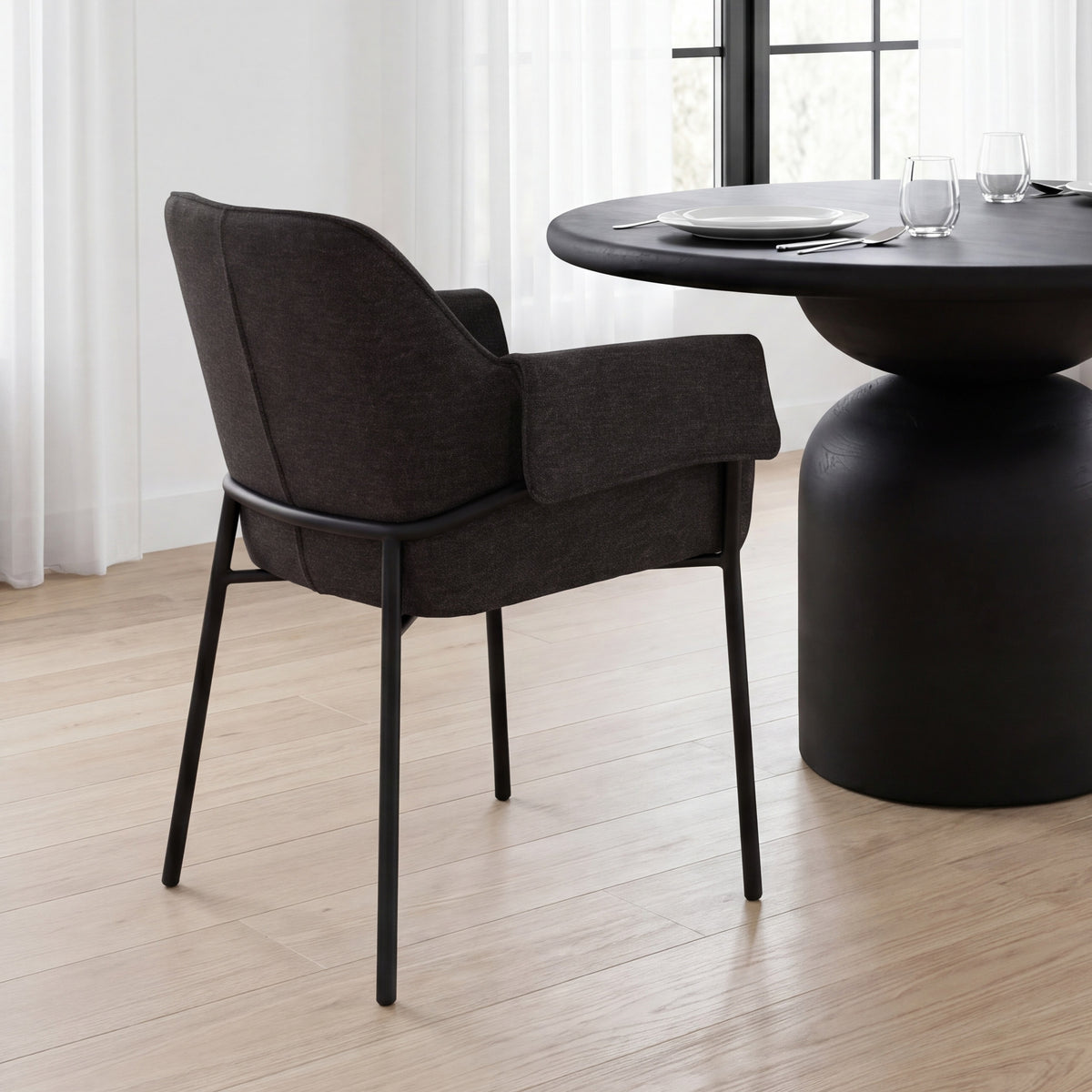 Brently Gray Curved Back Dining Arm Chair (Set of 2)
