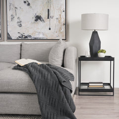 Trey Black Metal with Glass Accent Table