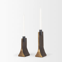 Polli Antiqued Gold/Matte Black Metal Taper Candleholders (Set of 2)