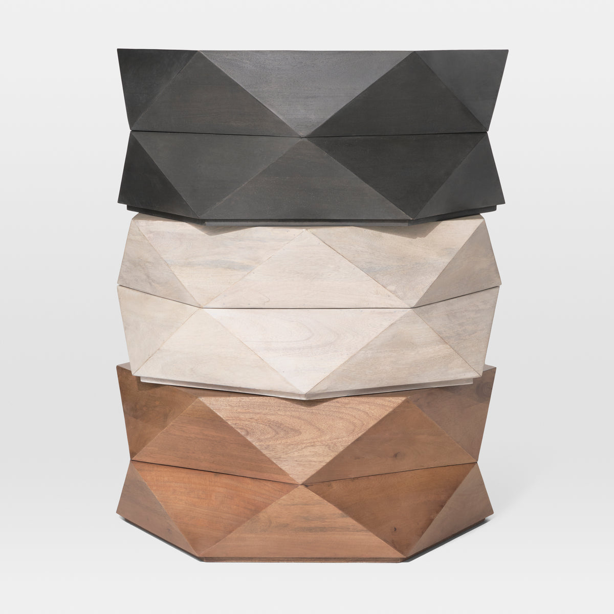 Arreto Medium Brown 36" Hexagonal Hinged Solid Wood Top and Base Coffee Table
