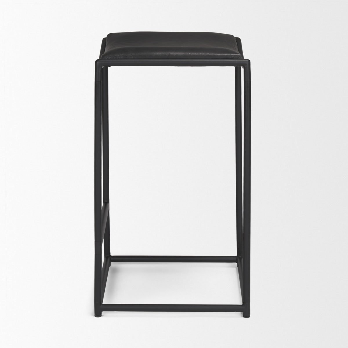 Taniel Black Leather Metal Counter Stool