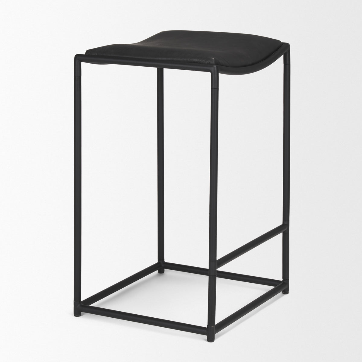 Taniel Black Leather Metal Counter Stool