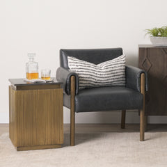 Satima Black/Gold Marble Metal Square Fluted Accent Table