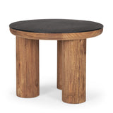 Tucson Natural/Black Wood with Round Oak Top Side Table
