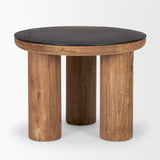 Tucson Natural/Black Wood with Round Oak Top Side Table