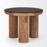 Tucson Natural/Black Wood with Round Oak Top Side Table