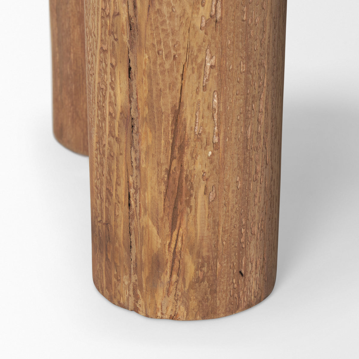 Tucson Natural/Black Wood with Round Oak Top Side Table