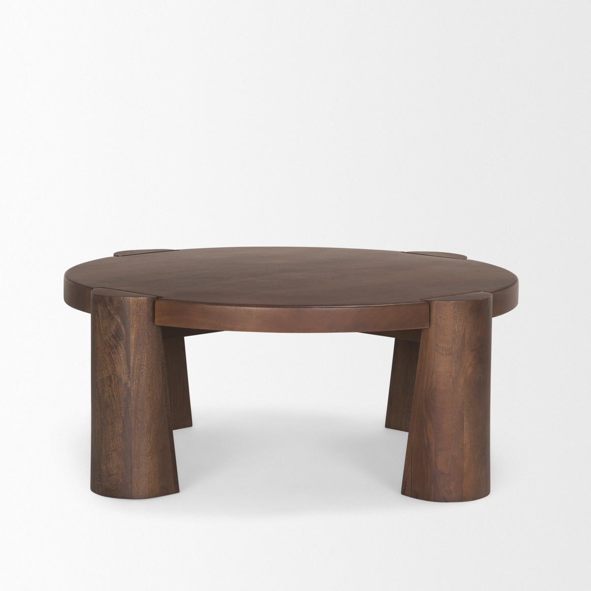 Tammar Medium Brown Round Wood with Tapered Legs Coffee Table