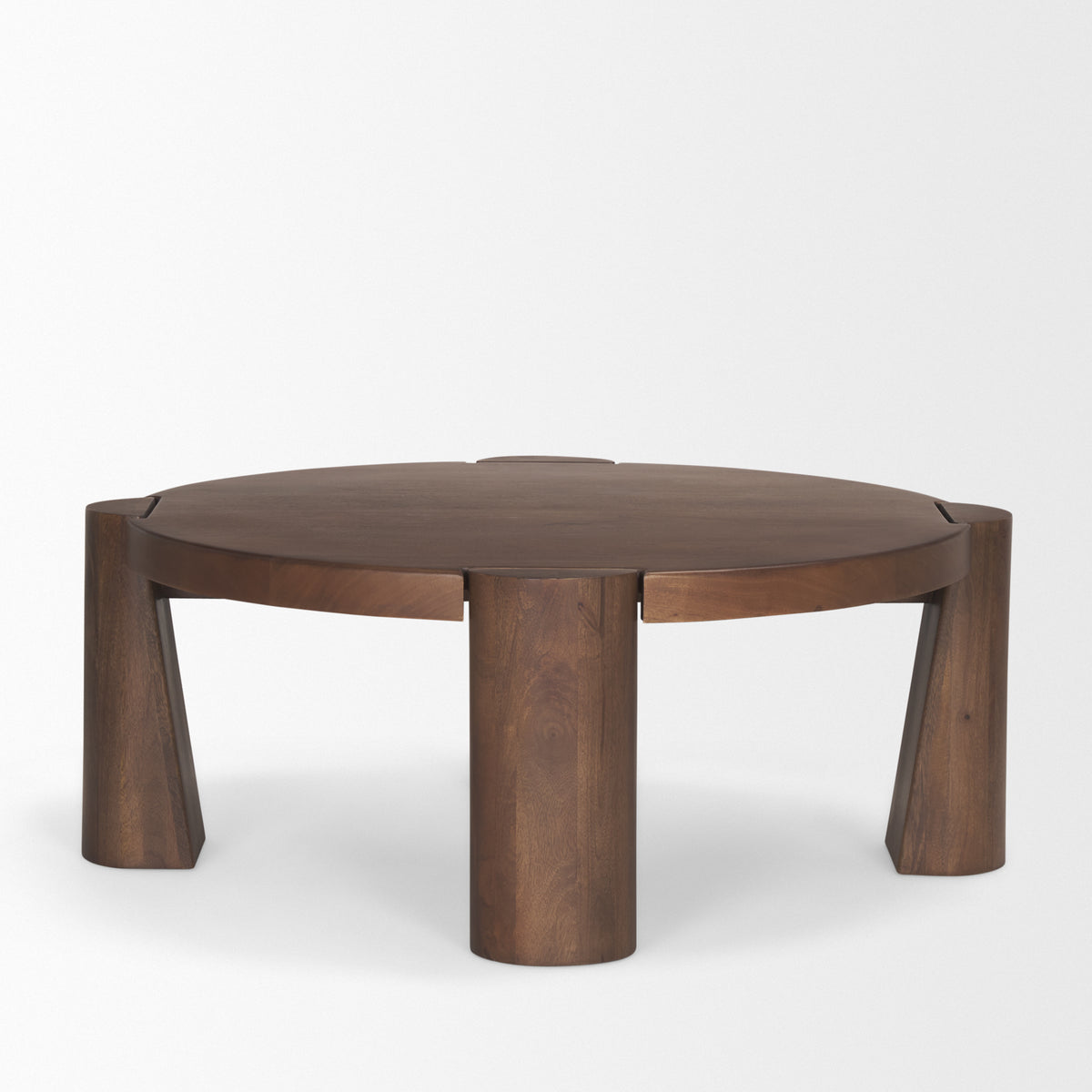Tammar Medium Brown Round Wood with Tapered Legs Coffee Table