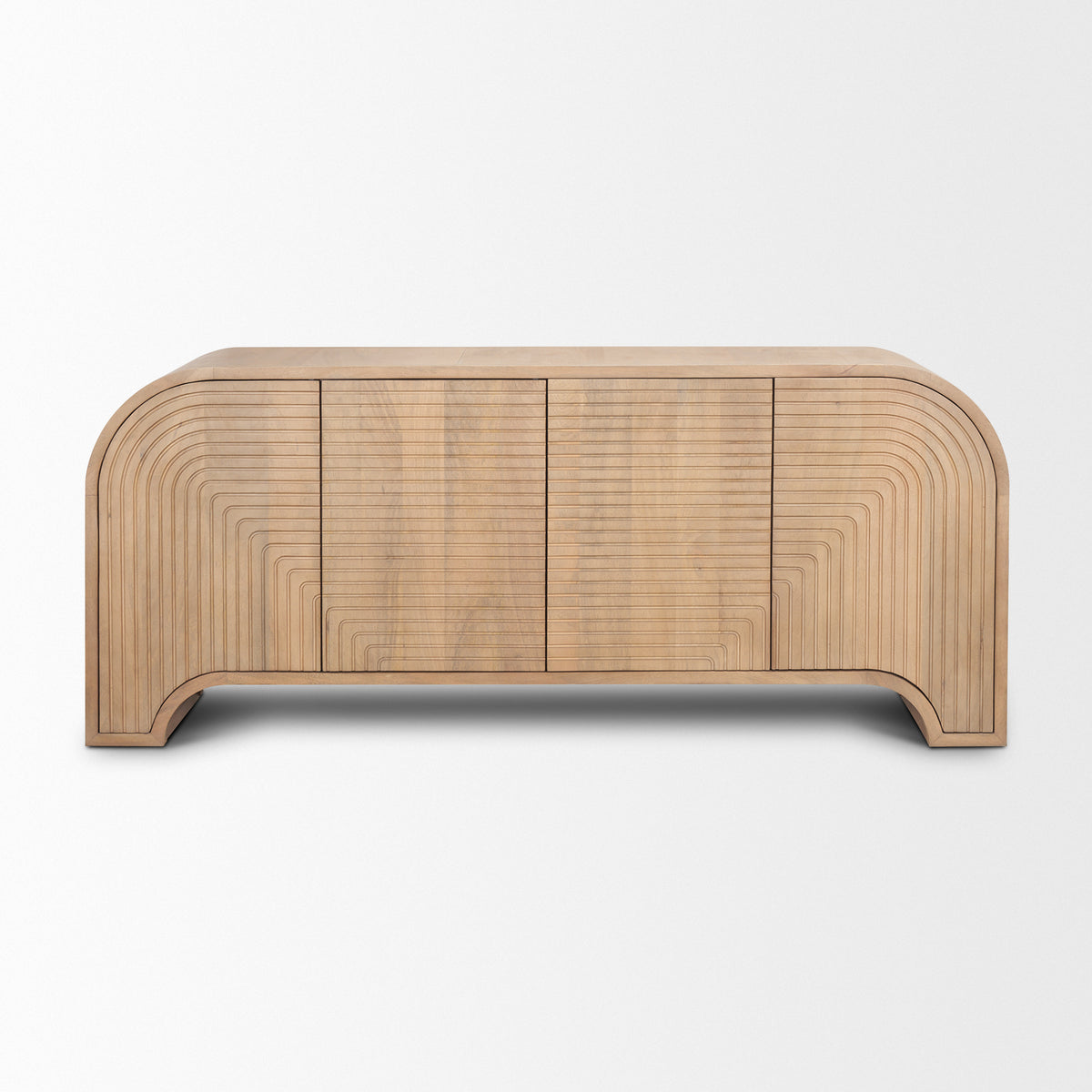 Sorina Light Brown Reverse Fluted Wood Sideboard