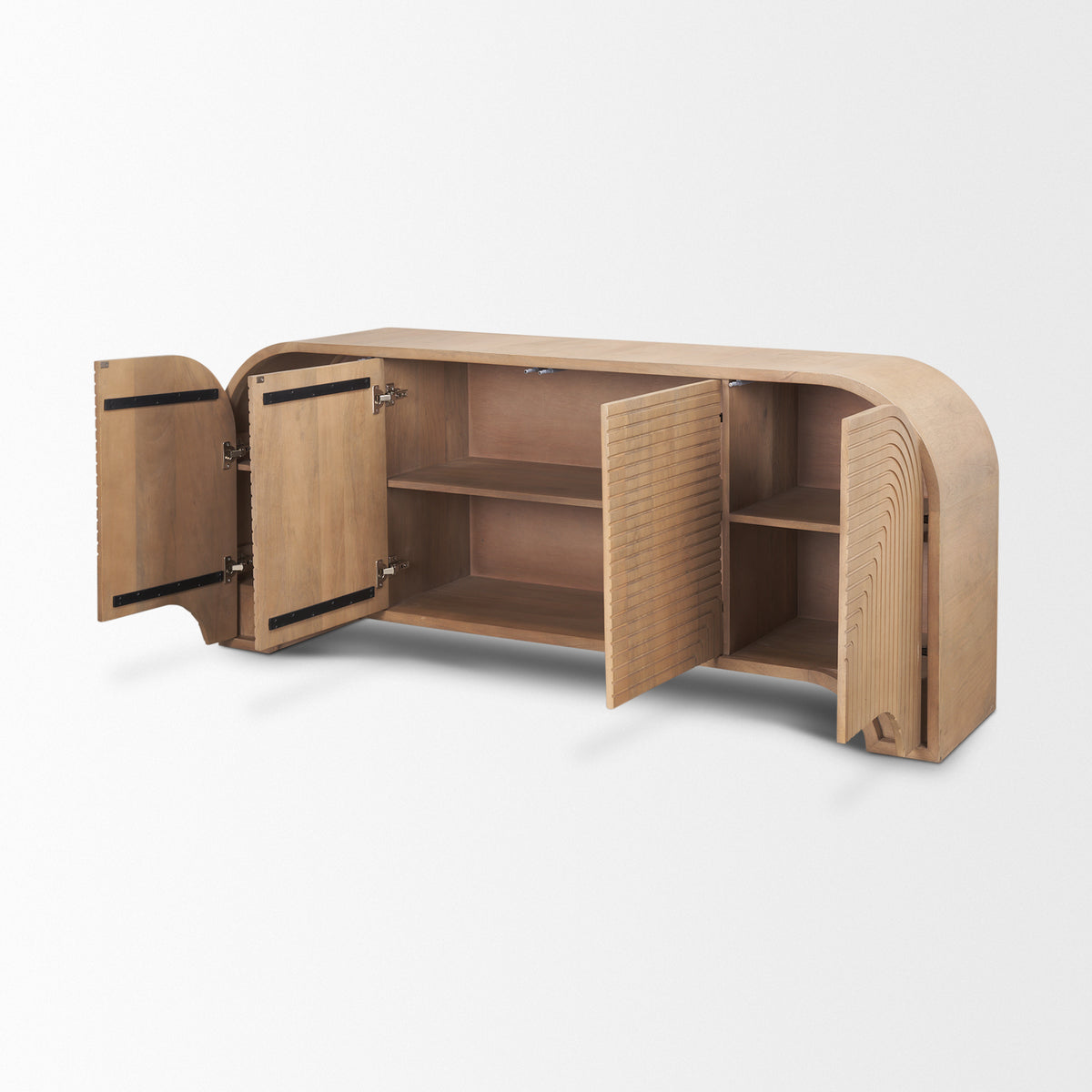 Sorina Light Brown Reverse Fluted Wood Sideboard