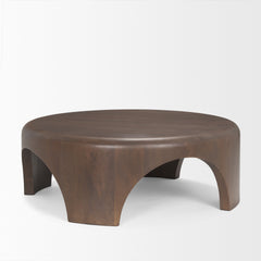 Shima Dark Brown Round Wood with Arched Legs Coffee Table