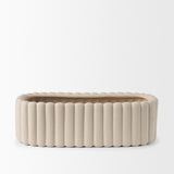 Mira Blush/Beige Wide Textured Fluted Ceramic Vase