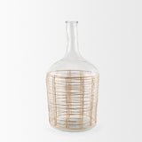 Troian Clear Large Rattan Wrapped Glass Bottle