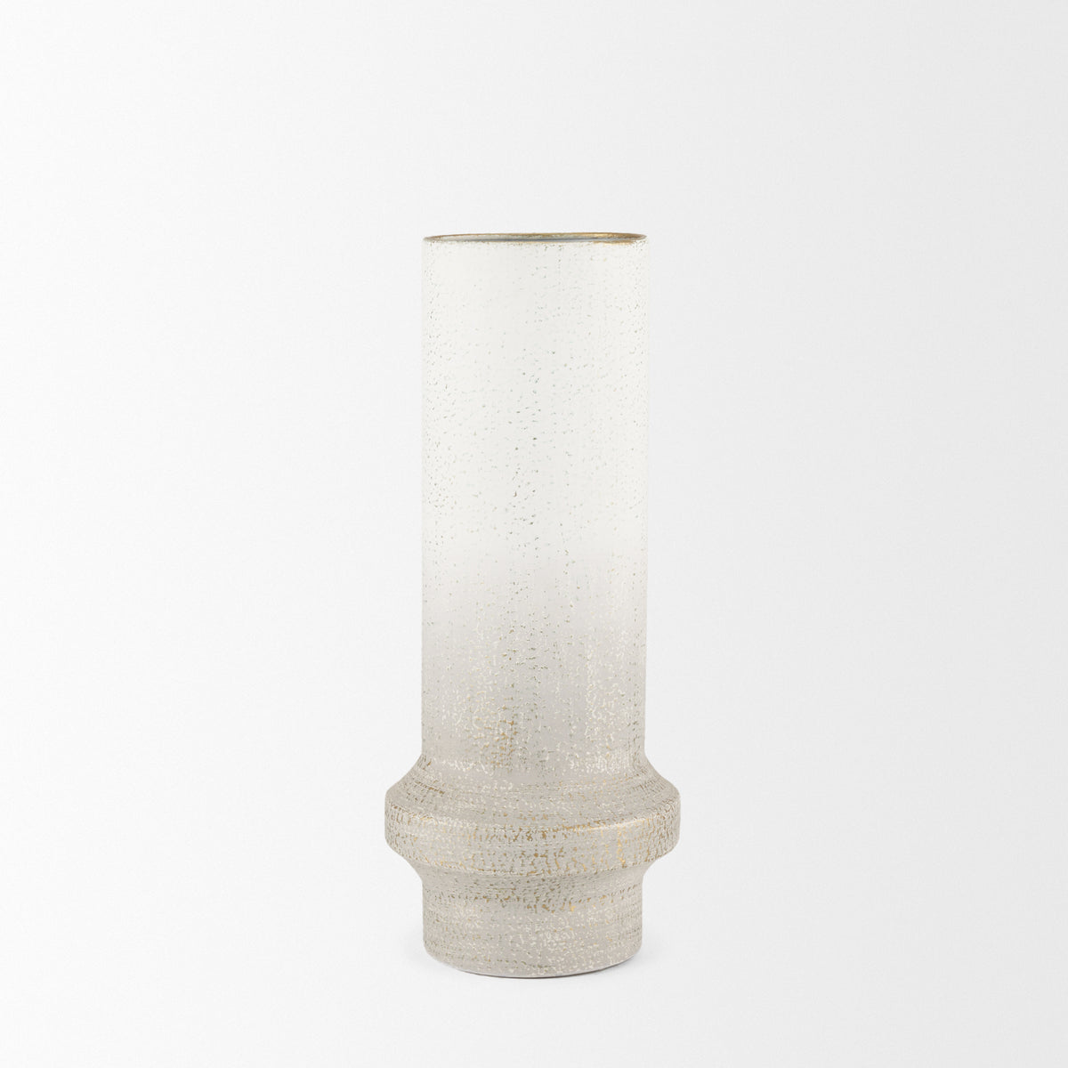 Tovah Medium Textured White/Gold Metal Vase