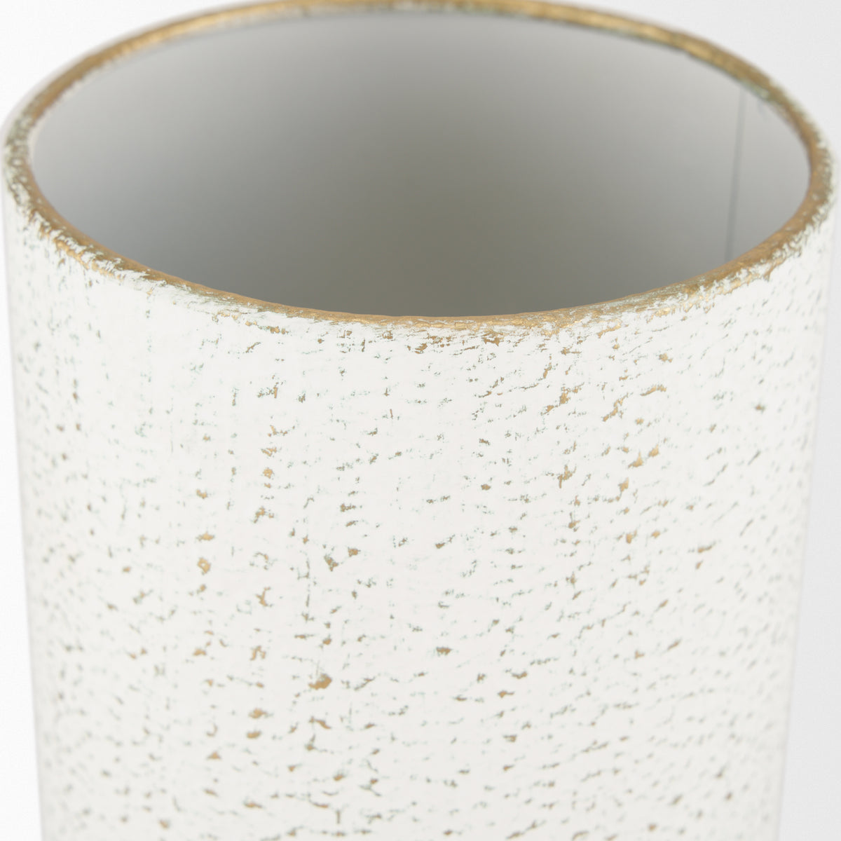 Tovah Medium Textured White/Gold Metal Vase