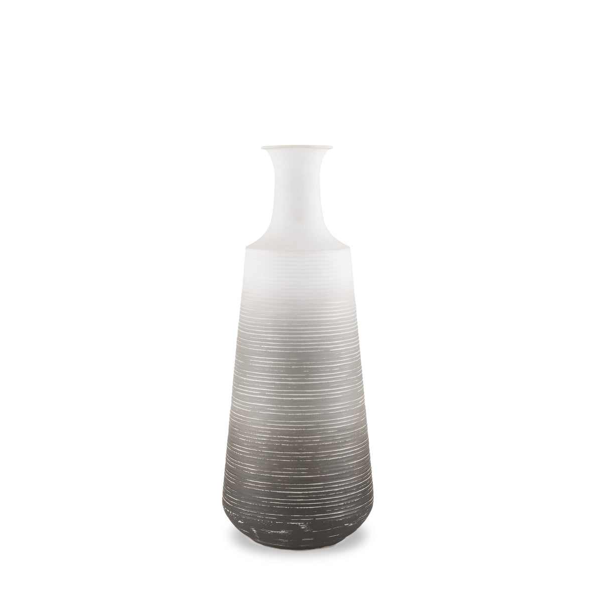 Toru Medium White/Gray Ombre Metal Vase