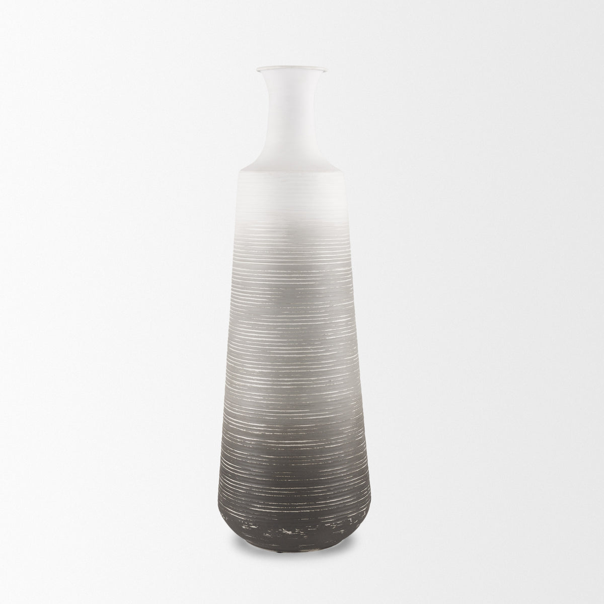 Toru White/Gray Tall Ombre Metal Vase