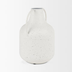 Treva White/Black Tall Metal Vase