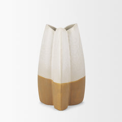 Vania Off-White/Tan Small Textured Ceramic Vase