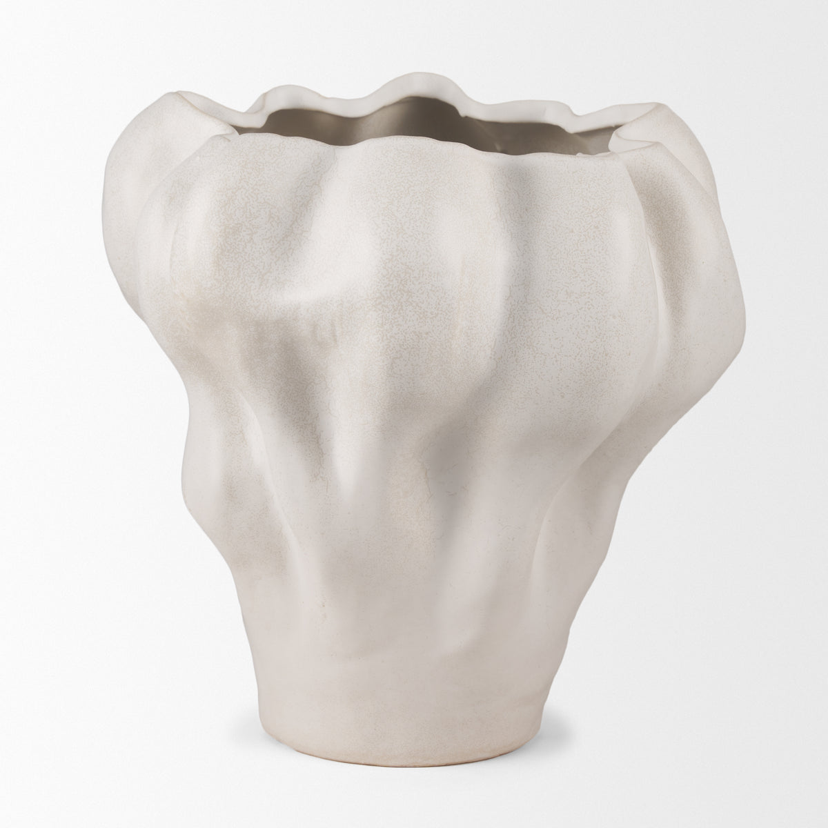 Vanna Cream Sculptural Glazed Ceramic Vase