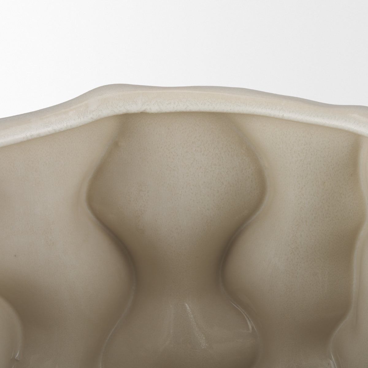 Vahn Cream Sculptural Glazed Decorative Ceramic Bowl