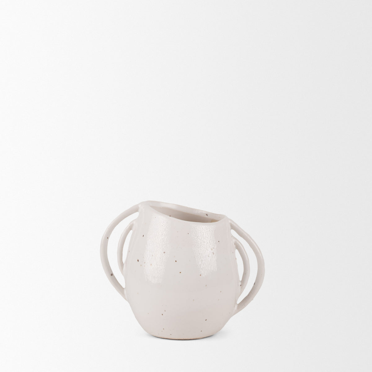 Urvi Off-White Short Speckled Asymmetrical Ceramic Vase