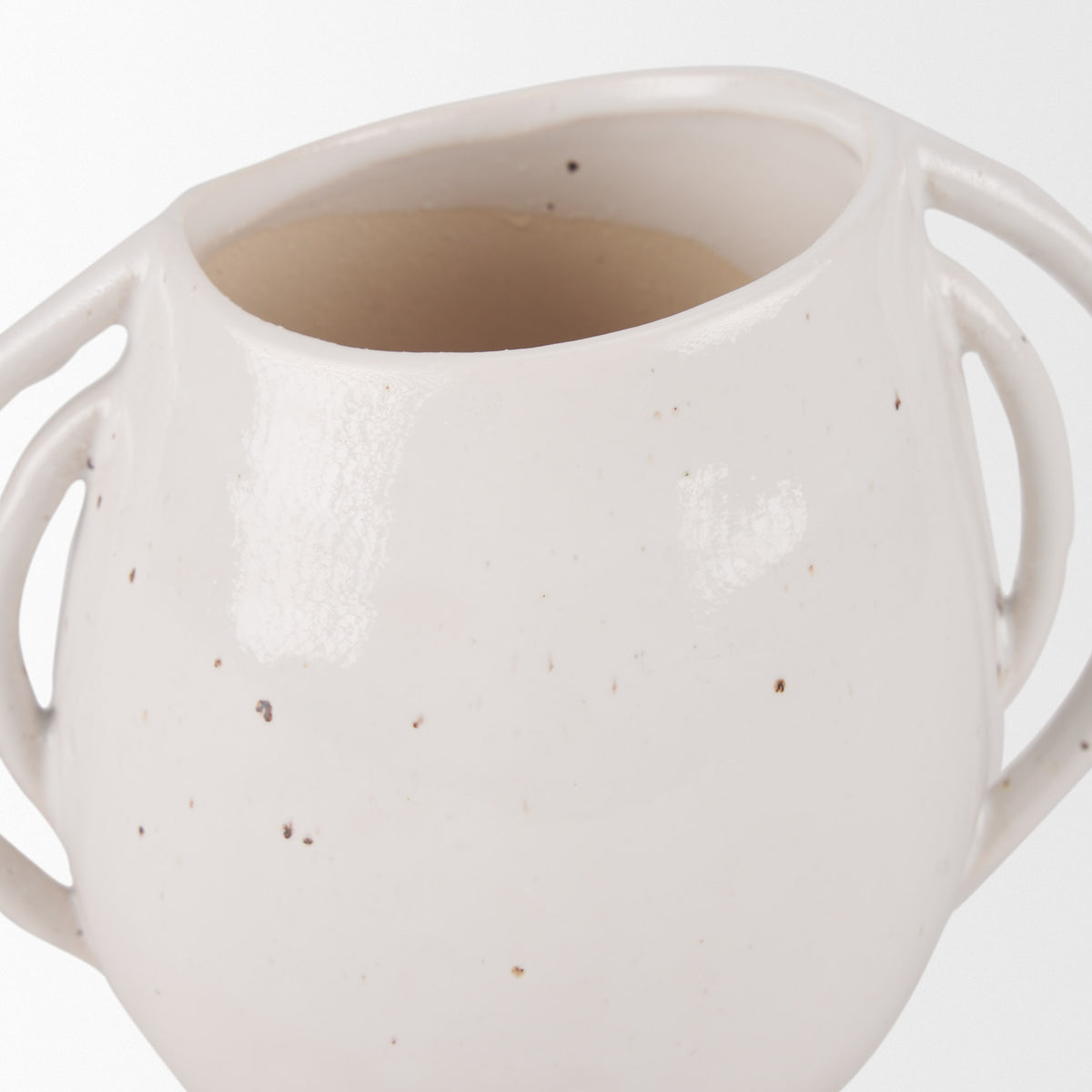 Urvi Off-White Short Speckled Asymmetrical Ceramic Vase