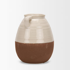 Tryna Beige/Matte Brown Small Ceramic Vase