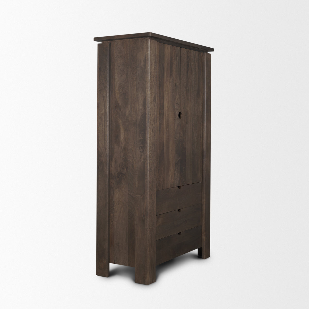 Wallen Dark Brown Solid Wood Curio Cabinet